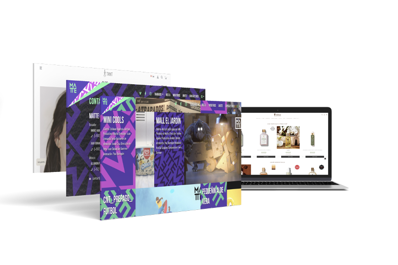 Set of screens showcasing online stores developed and designed by Cacao Web Studio.